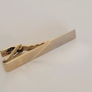 Givenchy Gold Silver Tone Tie Bar Clip 2 Inch Logo Vintage Minimalistic Clasp